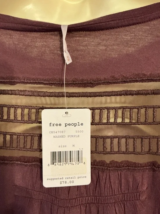 Free People Long Sleeve Sheer Lace Yoke Tunic in Plum - Picture 5 of 5